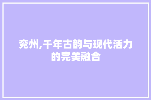 兖州,千年古韵与现代活力的完美融合