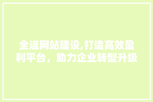 全返网站建设,打造高效盈利平台，助力企业转型升级 神马SEO