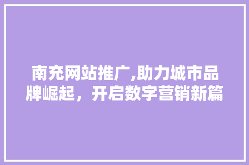 南充网站推广,助力城市品牌崛起，开启数字营销新篇章