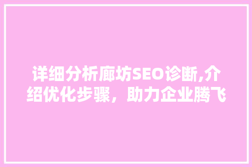 详细分析廊坊SEO诊断,介绍优化步骤，助力企业腾飞 GoogleSEO