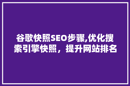谷歌快照SEO步骤,优化搜索引擎快照，提升网站排名与用户体验 必应SEO
