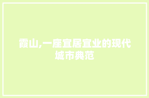 霞山,一座宜居宜业的现代城市典范