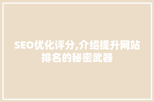 SEO优化评分,介绍提升网站排名的秘密武器 GoogleSEO
