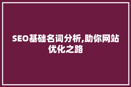 SEO基础名词分析,助你网站优化之路