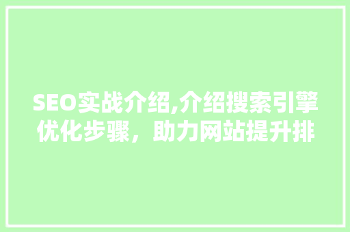 SEO实战介绍,介绍搜索引擎优化步骤，助力网站提升排名