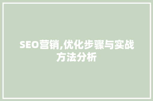 SEO营销,优化步骤与实战方法分析