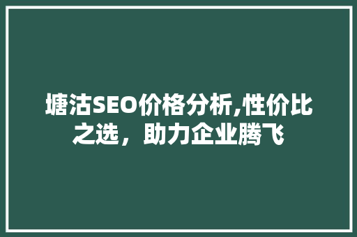 塘沽SEO价格分析,性价比之选，助力企业腾飞