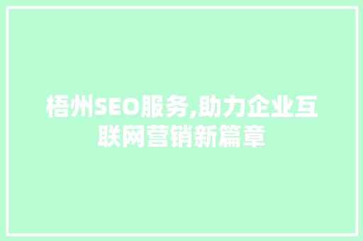 梧州SEO服务,助力企业互联网营销新篇章 必应SEO