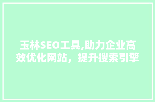 玉林SEO工具,助力企业高效优化网站，提升搜索引擎排名