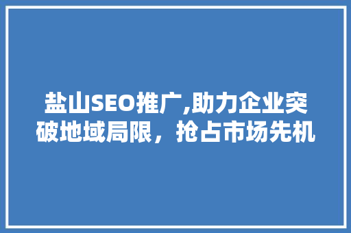 盐山SEO推广,助力企业突破地域局限，抢占市场先机 必应SEO