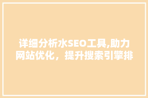 详细分析水SEO工具,助力网站优化，提升搜索引擎排名 百度SEO