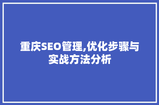 重庆SEO管理,优化步骤与实战方法分析 神马SEO