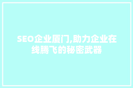 SEO企业厦门,助力企业在线腾飞的秘密武器