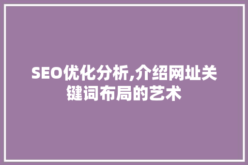 SEO优化分析,介绍网址关键词布局的艺术