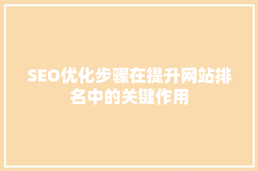SEO优化步骤在提升网站排名中的关键作用