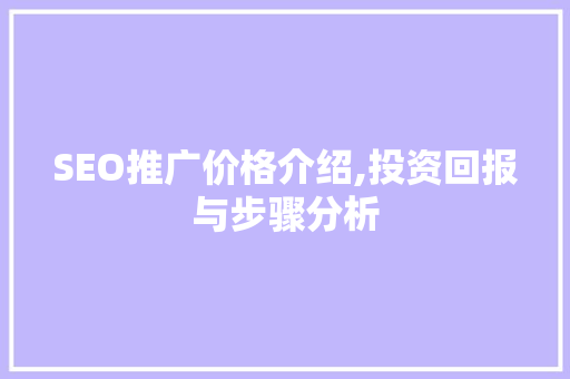 SEO推广价格介绍,投资回报与步骤分析 必应SEO