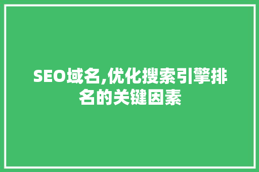 SEO域名,优化搜索引擎排名的关键因素