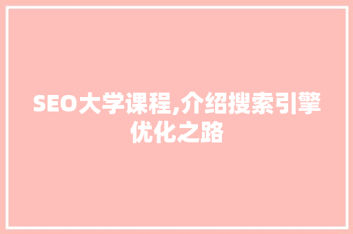 SEO大学课程,介绍搜索引擎优化之路 神马SEO