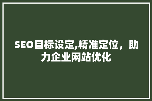 SEO目标设定,精准定位，助力企业网站优化