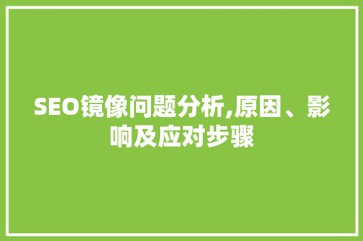 SEO镜像问题分析,原因、影响及应对步骤 神马SEO