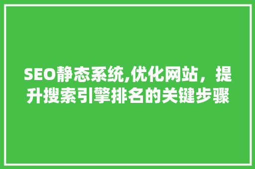 SEO静态系统,优化网站，提升搜索引擎排名的关键步骤 必应SEO