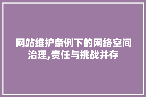 网站维护条例下的网络空间治理,责任与挑战并存 必应SEO