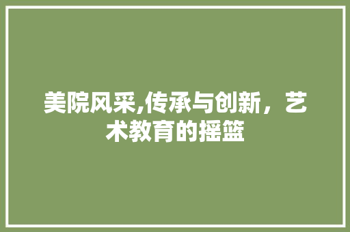 美院风采,传承与创新，艺术教育的摇篮