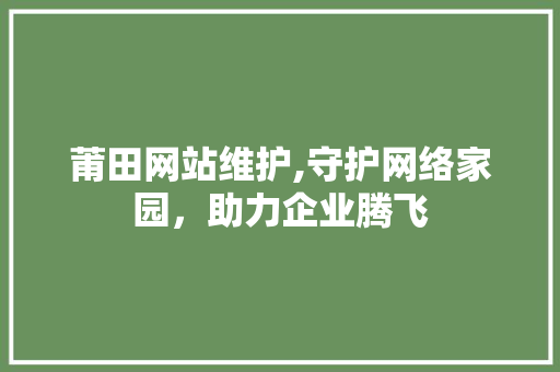 莆田网站维护,守护网络家园，助力企业腾飞 必应SEO