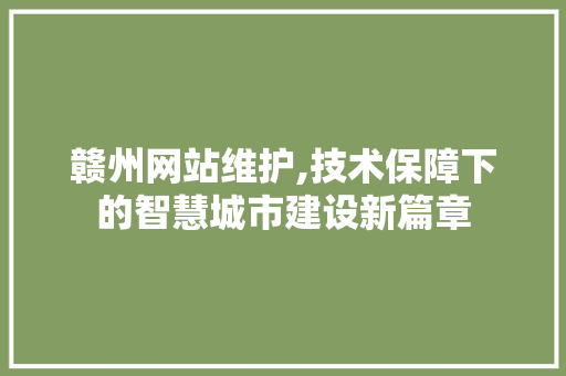 赣州网站维护,技术保障下的智慧城市建设新篇章
