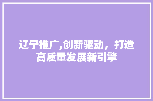 辽宁推广,创新驱动，打造高质量发展新引擎