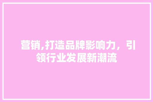  营销,打造品牌影响力，引领行业发展新潮流 搜狗SEO
