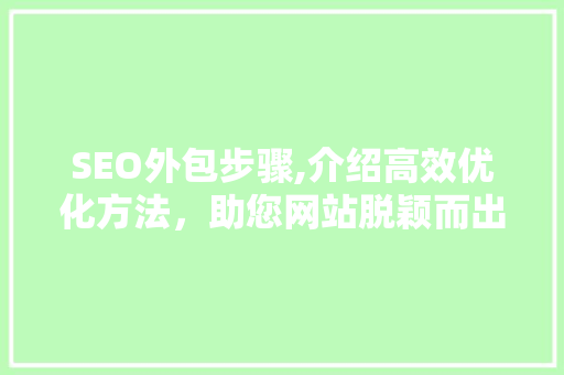 SEO外包步骤,介绍高效优化方法，助您网站脱颖而出 百度SEO