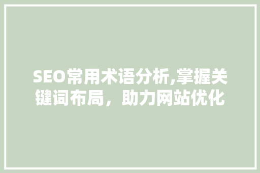 SEO常用术语分析,掌握关键词布局，助力网站优化 神马SEO