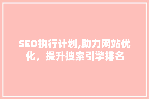SEO执行计划,助力网站优化，提升搜索引擎排名 百度SEO