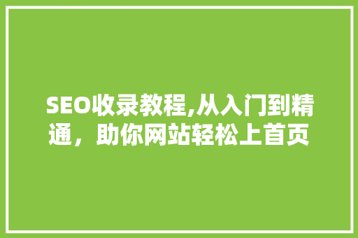 SEO收录教程,从入门到精通，助你网站轻松上首页 必应SEO