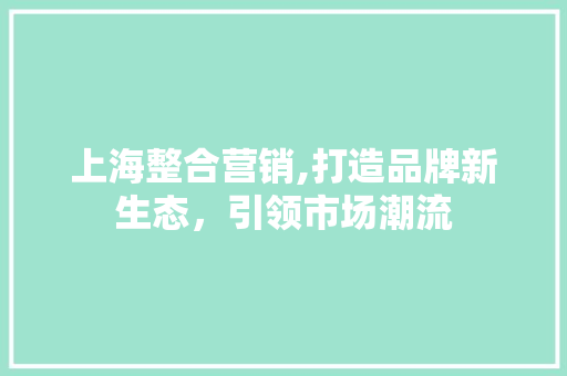上海整合营销,打造品牌新生态，引领市场潮流