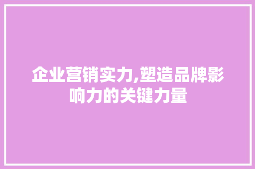 企业营销实力,塑造品牌影响力的关键力量 百度SEO