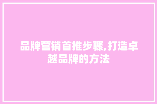 品牌营销首推步骤,打造卓越品牌的方法