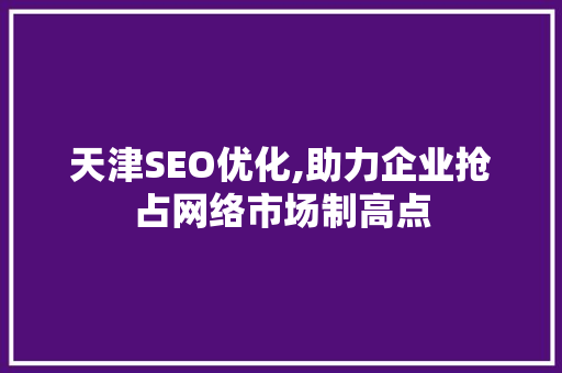 天津SEO优化,助力企业抢占网络市场制高点