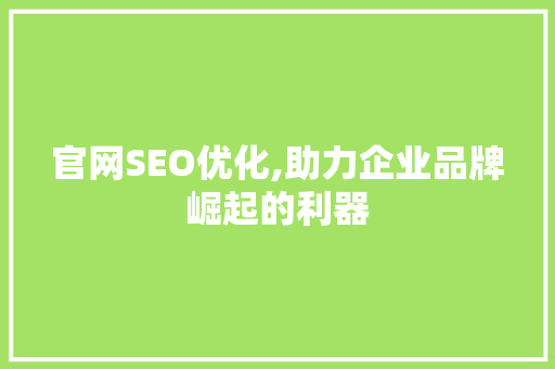 官网SEO优化,助力企业品牌崛起的利器