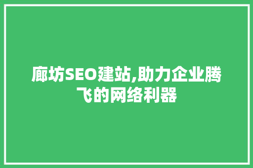 廊坊SEO建站,助力企业腾飞的网络利器 百度SEO