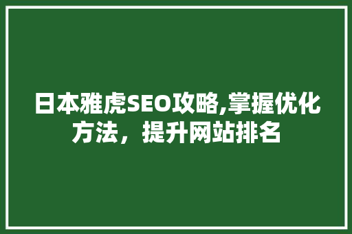 日本雅虎SEO攻略,掌握优化方法，提升网站排名