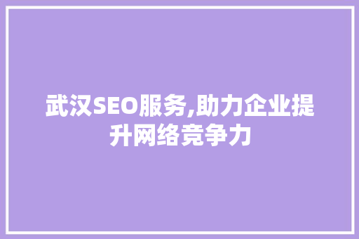 武汉SEO服务,助力企业提升网络竞争力 GoogleSEO