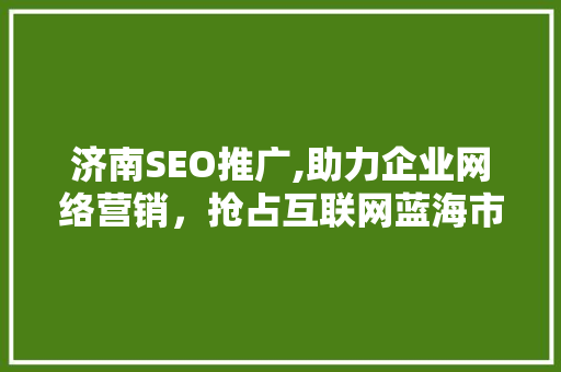 济南SEO推广,助力企业网络营销，抢占互联网蓝海市场 百度SEO