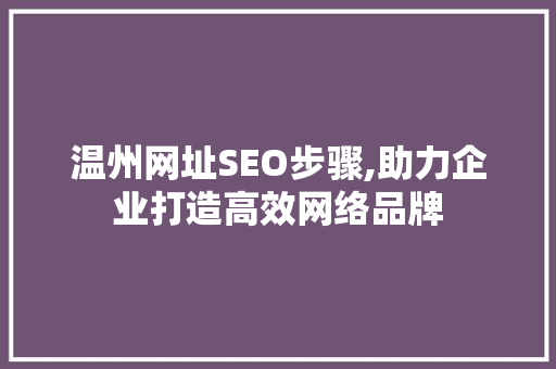 温州网址SEO步骤,助力企业打造高效网络品牌 必应SEO