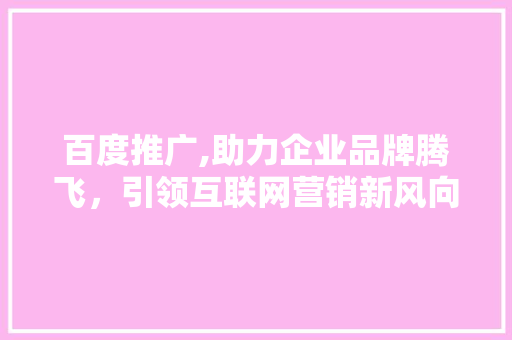 百度推广,助力企业品牌腾飞，引领互联网营销新风向 必应SEO