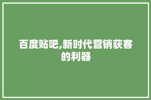 百度贴吧,新时代营销获客的利器 百度SEO
