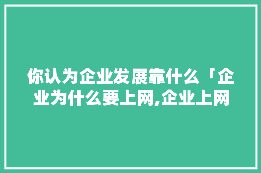 你认为企业发展靠什么「企业为什么要上网,企业上网做什么」
