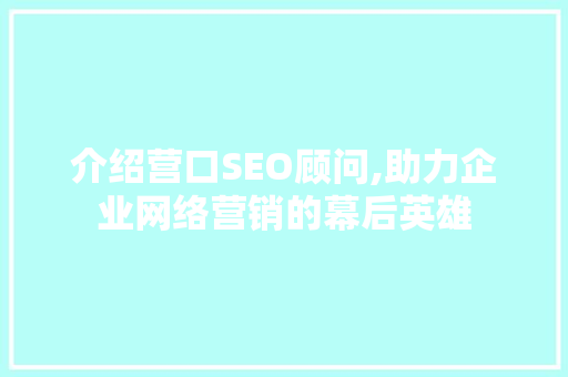 介绍营口SEO顾问,助力企业网络营销的幕后英雄