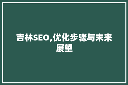 吉林SEO,优化步骤与未来展望